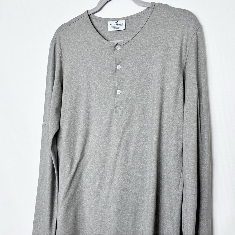 Mizzen Main Henley Shirt Mens Large Gray Pullover Base Layer Sleep Joe Rogan